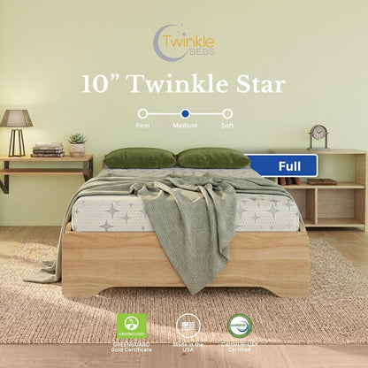 Twinkle Star 10” Medium Firm Contouring Mattress in a Box, USA Made - Full2