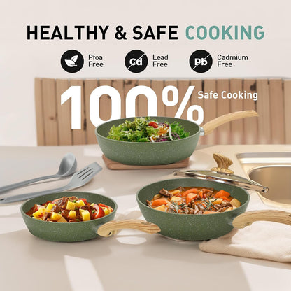 Pots and Pans Set, 30 Piece Kitchen Cookware & Bakeware Set | Green Granite Non Stick Pans Set for Cooking, 100% PFOA & PFAS Free Non-Toxic, Easy to Clean4