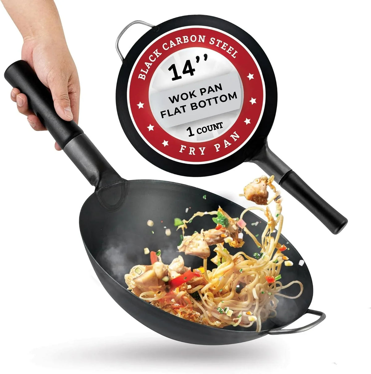 carbon-steel-wok-1-pack-of-13-3-inch-heavy-duty-uniform-heat-distribution-pan-induction-compatible-flat-bottom-wok-welded-handle-black-for-gas-stovetops-and-grills