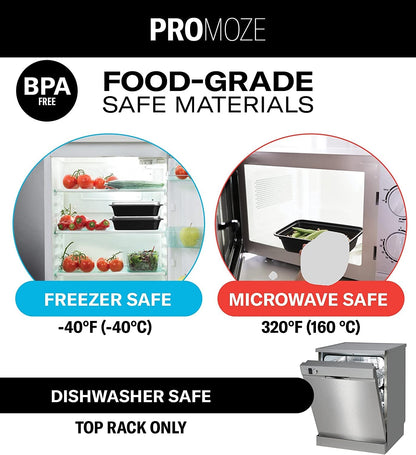 50-Pack Reusable Meal Prep Containers Microwave Safe Food Storage Containers with Lids, 28 Oz - 1 Compartment Take Out Disposable Plastic Bento Lunch Box to Go, BPA Free - Dishwasher & Freezer Safe5