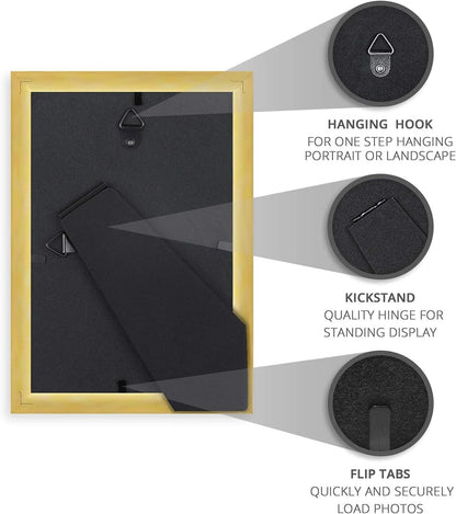 4X6 Picture Frames (Gold, 6 Pack), Contemporary Frame Set, Wall Mount or Table Top, Prosperity Collection4