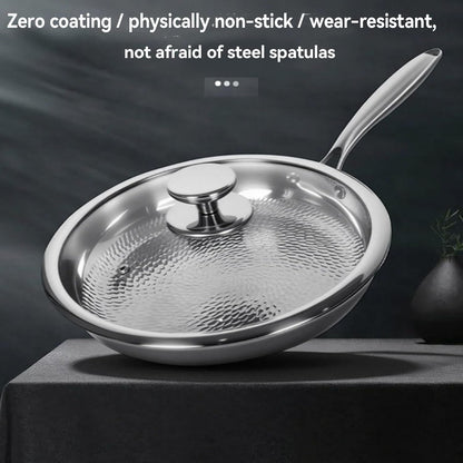 Titanium Hammered Pan, Durable Scratch-Resistant Titanium Frying Pans for Cooking, No-Coating Nonstick Skillet, Even Heating for Cooking, Nutritious Pan for Cooking,No Lid,8.66In2