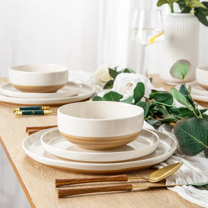Dinnerware Sets for 4, 12 Pieces Ceramic Plates and Bowls Set4