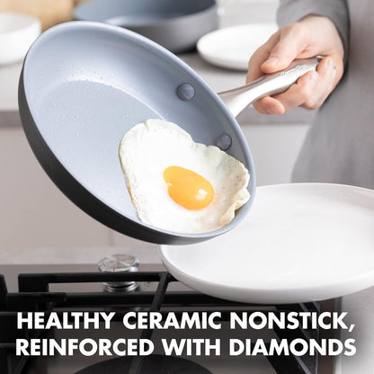 Lima Hard Anodized 8" Frying Pan Skillet Nonstick, Ceramic Nonstick, Pfas-Free Nontoxic Pots and Pans, Oven & Broiler Safe, Stainless Steel Handle, Cookware for Eggs & Omelet, Gray2