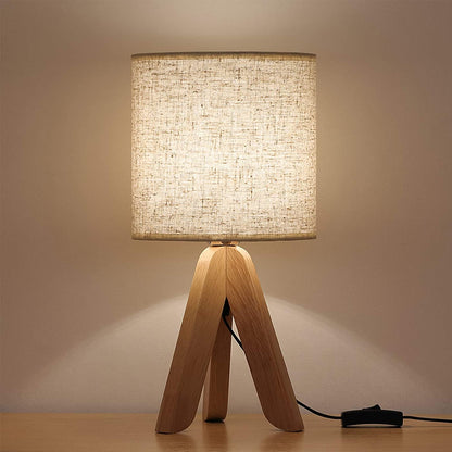 Small Bedside Table Lamp - Wooden Tripod Nightstand Lamp1