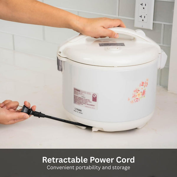 JNP-1800-LF 10 Cup Capacity White Rice Cooker with Non-Stick Inner Pot, Retractable Power Cord, and Keep Warm up to 12 Hours (Flower)4