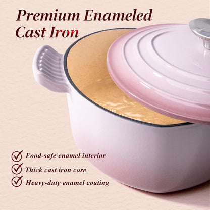 Heart Shaped Dutch Oven, Enameled Cast Iron, 2 Qt Pink | Heart-Shaped Design • 2 Qt Capacity • Oven Safe to 500°F • Induction Compatible • Nonstick Enamel Interior Cookware3