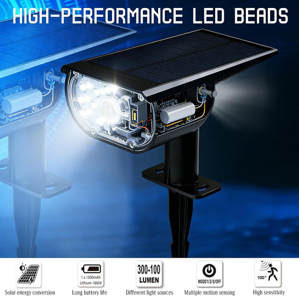 Solar Lights Outdoor, Christmas Lights Outdoor,4 Pack Cool White Landscape Spotlights with 3 Lighting Modes, Waterproof Solar Powered Pathway Lights Outside7