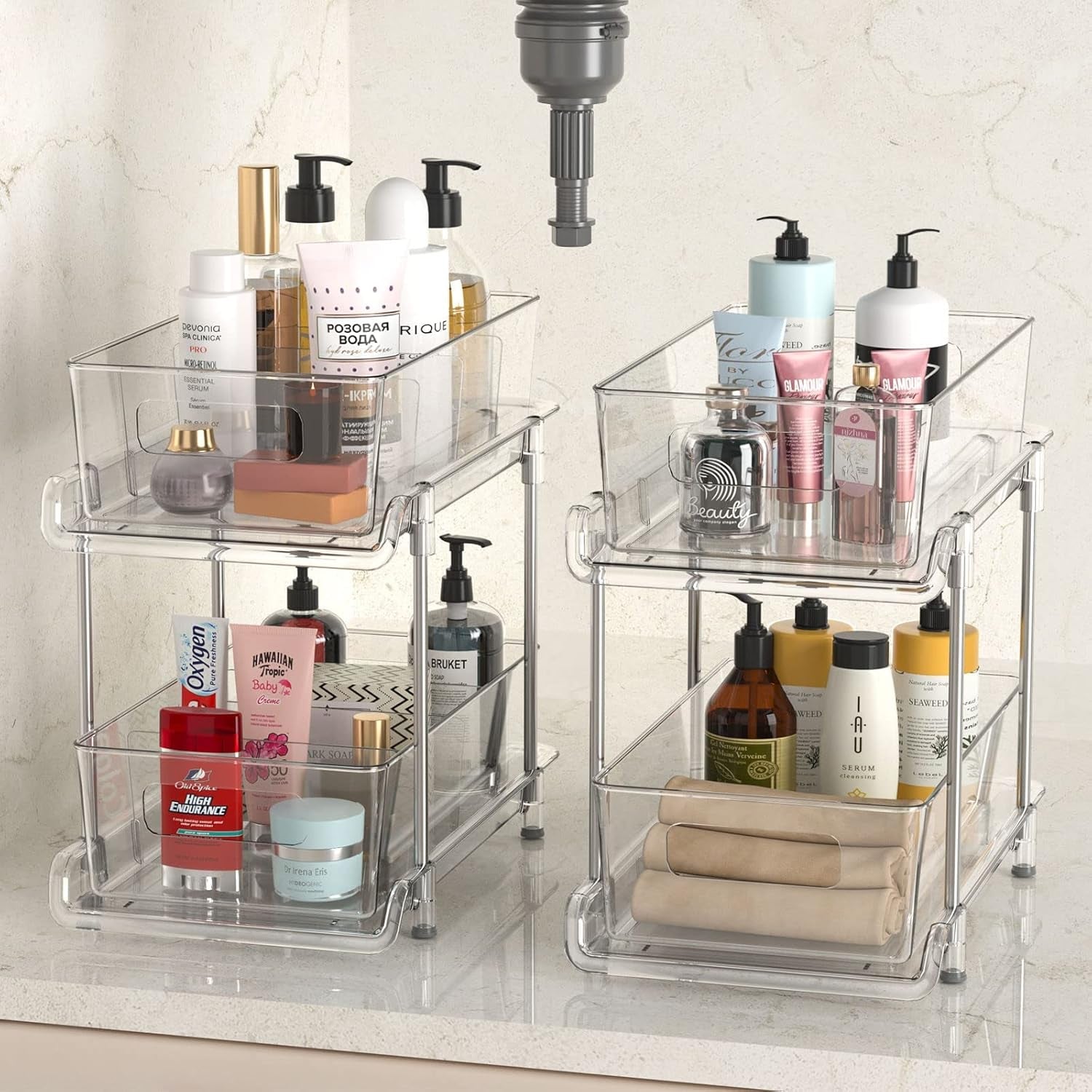 2-tier-bathroom-organizer-with-dividers-clear-under-sink-and-pull-out-cabinet-organizer-for-kitchen-and-pantry-storage