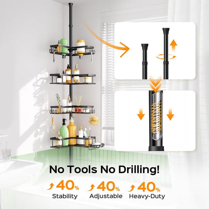 Shower Caddy Tension Pole: Corner Bathroom Organizer for Renters3