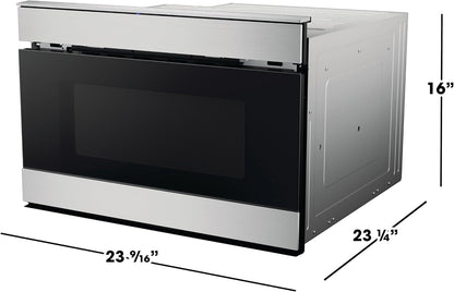 Sharp SMD2489ES 24 In. 1.2 Cu. Ft. Built-In Smart Microwave Drawer Oven | Easy Wave Open, Concealed Glass Touch Control Panel, Works with Alexa Certified, Edge to Edge Black Glass, Stainless9