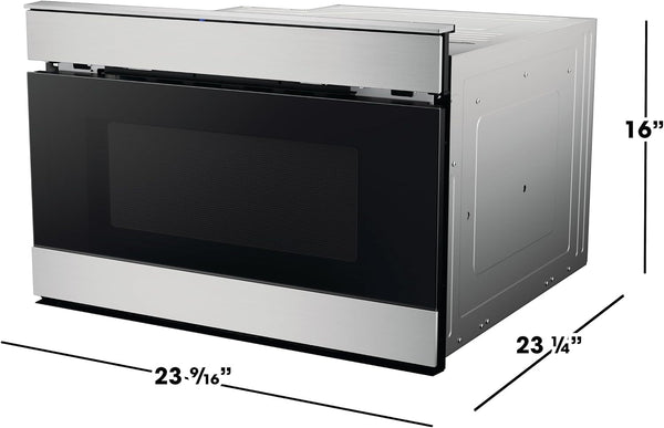 Sharp SMD2489ES 24 In. 1.2 Cu. Ft. Built-In Smart Microwave Drawer Oven | Easy Wave Open, Concealed Glass Touch Control Panel, Works with Alexa Certified, Edge to Edge Black Glass, Stainless9