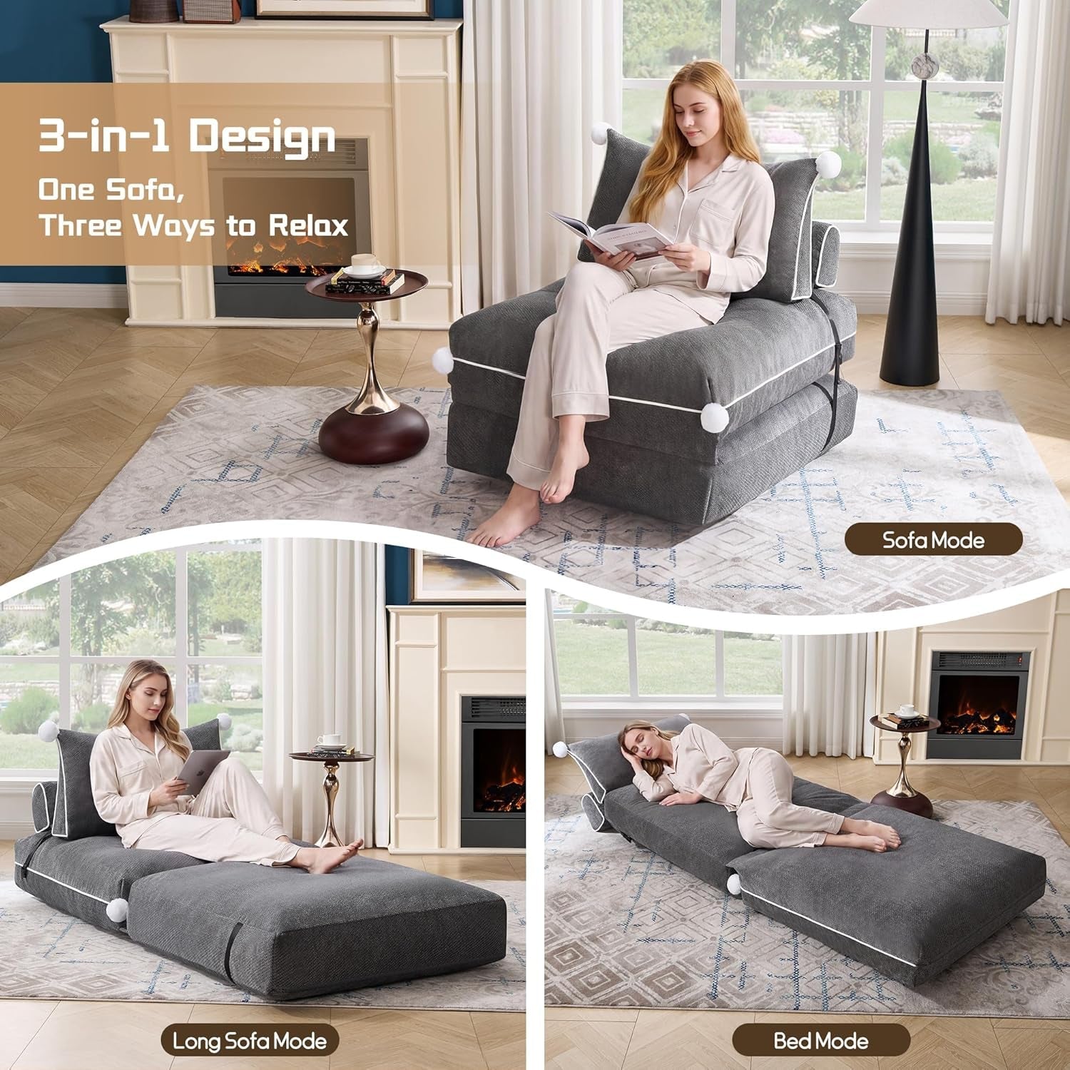folding-sofa-bed-convertible-fold-out-couch-bed-for-adults-comfy-chenille-sleeper-chair-with-back-support-no-wall-needed-floor-sofa-bed-for-living-room-bedroom-apartment-grey