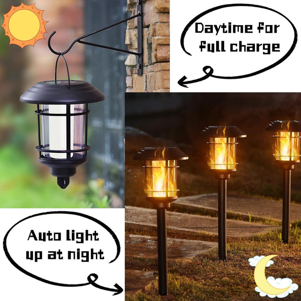 6 Pack Solar Flame Torch Lights Outdoor, Halloween Dual Use Flickering Flame Garden Light, Christmas Hanging Lanterns, Auto On/Off & Waterproof Lighting for Lawn Patio Yard Walkway Driveway3