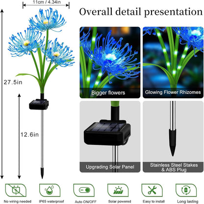 Solar Lights Outdoor, 8 Pack Blue Spider Lily Garden Flower Lights7