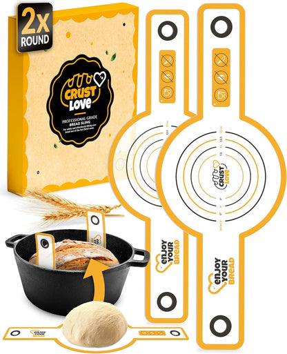 2-Pack Silicone Bread Slings for Safe Lifting from Dutch Ovens | 2 Sourdough Baking Mats in Non-Stick Silicone, Heat Resistant to 480°F, Reusable and Dishwasher Safe for Bread Pans & Baking1