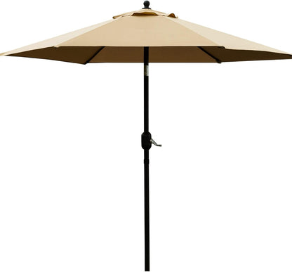 7.5' Patio Umbrella Outdoor Table Umbrella Tilt Crank Tan | Market Table Umbrella with 6 Sturdy Ribs Push Button Tilt and Crank Lift Perfect for Patio Tables, Beach, Gardens and Pool1
