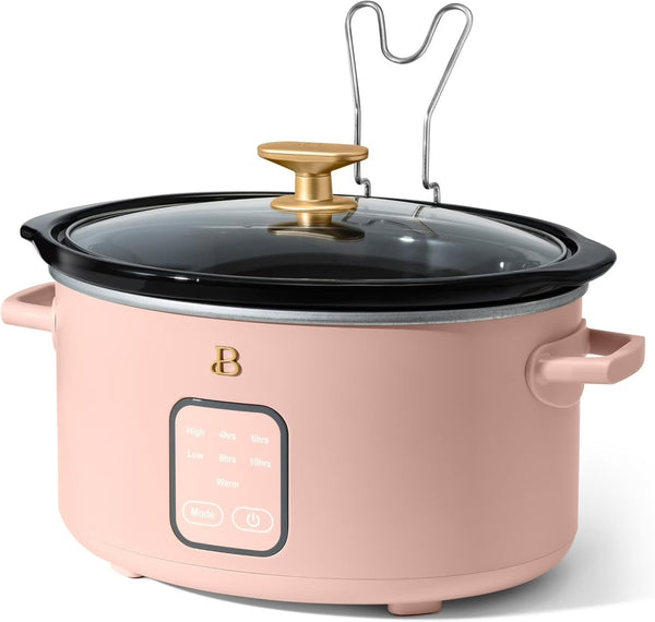 4 Quart Programmable Slow Cooker with Digital Touch Display, Locking Hinged Lid, Stoneware Pot, Auto Warm, Preset Cooking Times, Dishwasher Safe7