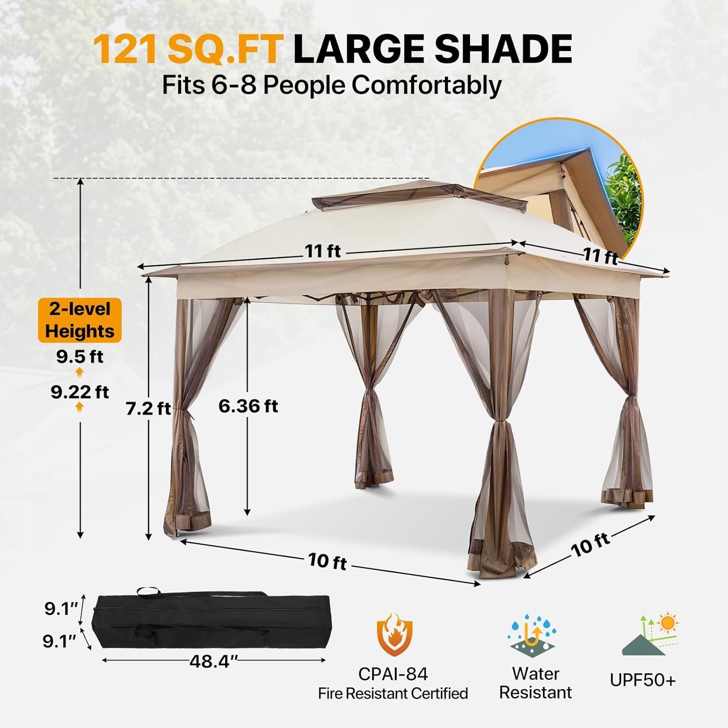 11x11-pop-up-gazebo-with-mesh-netting-instant-outdoor-canopy-tent-water-resistant-shelter-with-upf-50-uv-protection-121-sq-ft-coverage-beige