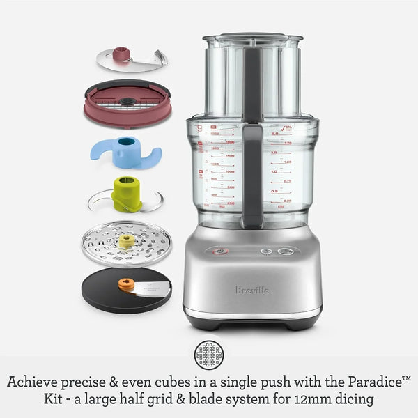 Breville BFP638 Paradice 9 Processor and Dicer, Brushed Stainless Steel | Chop, Slice, Shred and Dice Ingredients into Precise, Uniform Pieces with This Compact Food Preparation Kit | 9 Cup Capacity9
