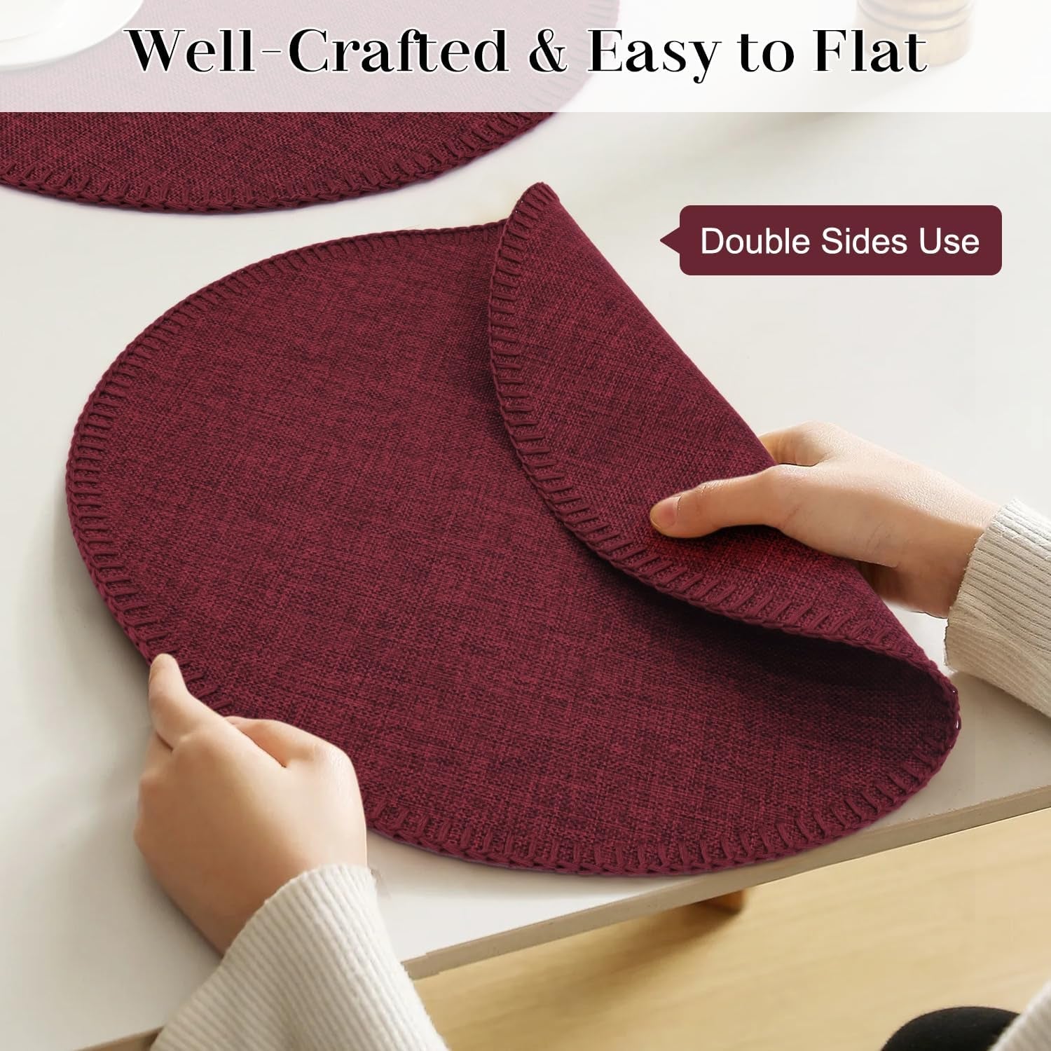round-placemats-set-of-6-15-inch-linen-fabric-table-placemats-heat-resistant-wrinkle-free-washable-placemats-kitchen-place-mats-set-of-6-for-dining-table-party-table-wine-red-6