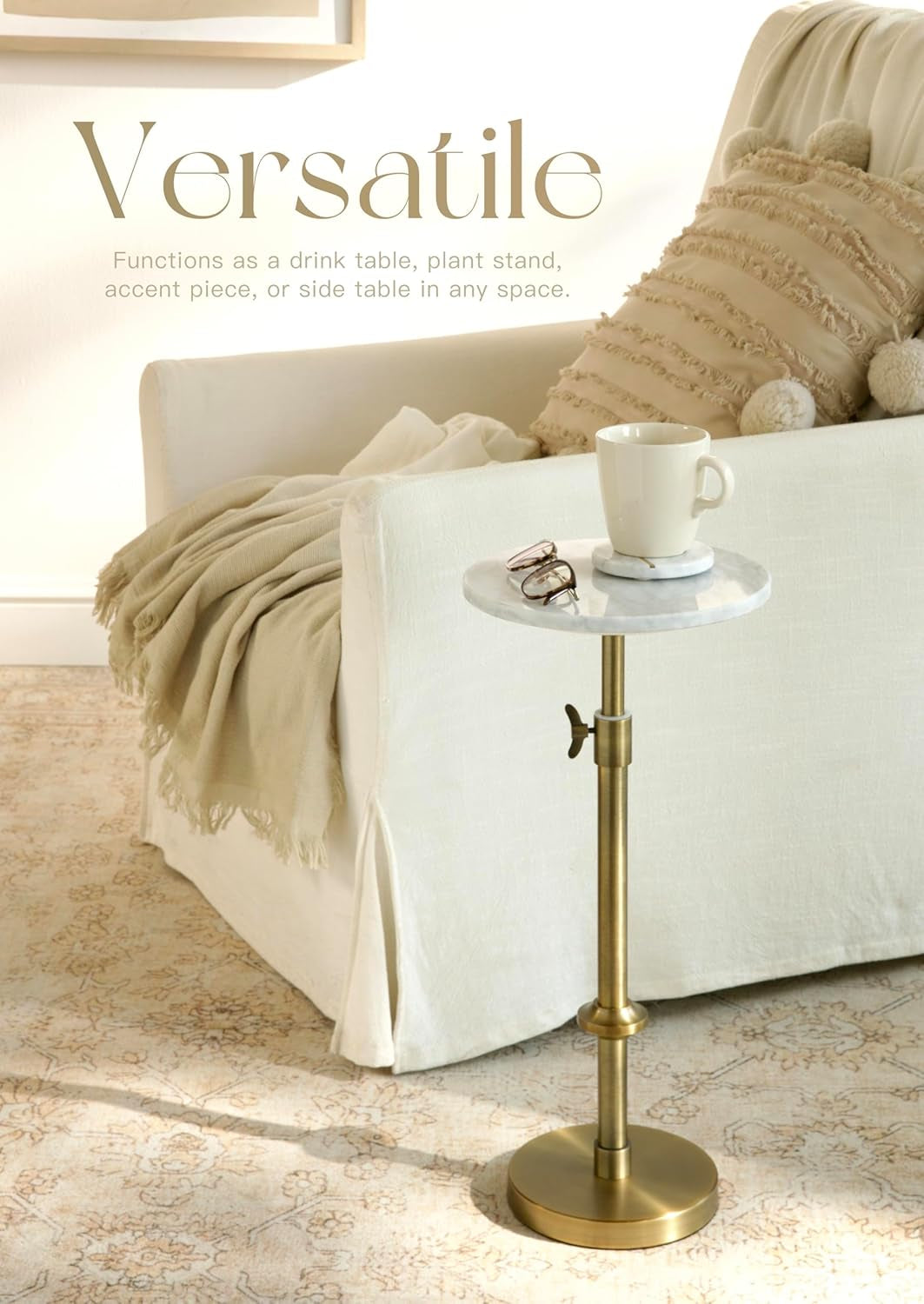 adjustable-10-white-marble-drink-table-with-2-coasters-antique-brass-adjustable-10-round-martini-end-table-pedestal-side-table-white-marble-and-antique-brass-finish
