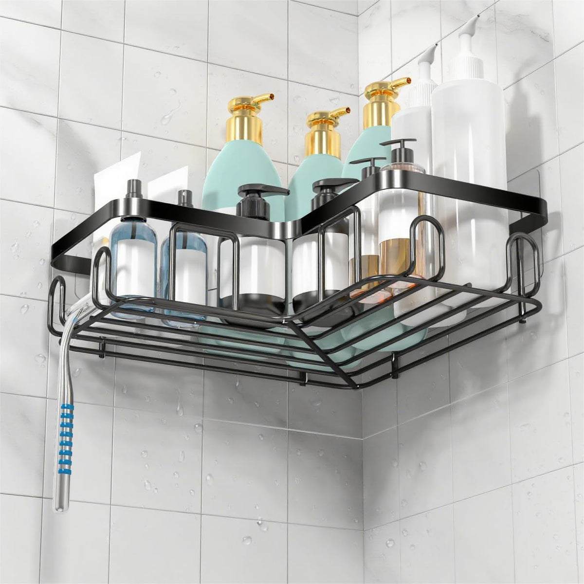 corner-shower-caddy-shelf-organizer-rack-self-adhesive-black-bathroom-shelves-basket-home-wall-shower-inside-organization-and-storage-decor-rv-accessories-first-apartment-essentials