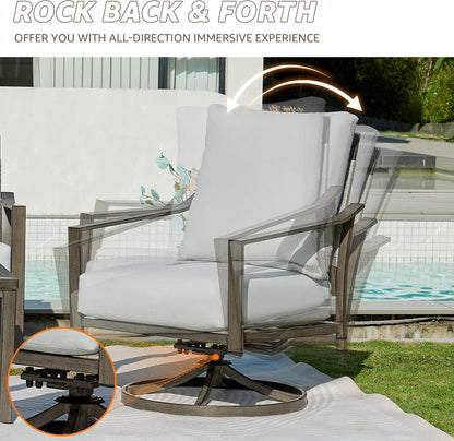 4 Piece Rope Back Patio Furniture Set, 2 Swivel Rockers3
