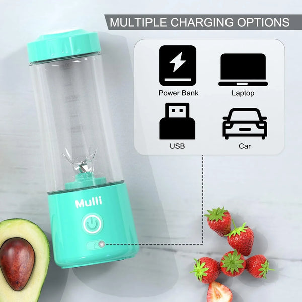 Portable Blender,Usb Rechargeable Personal Mixer for Smoothie and Shakes, Mini Blender with Six Blades for Baby Food,Travel,Gym3