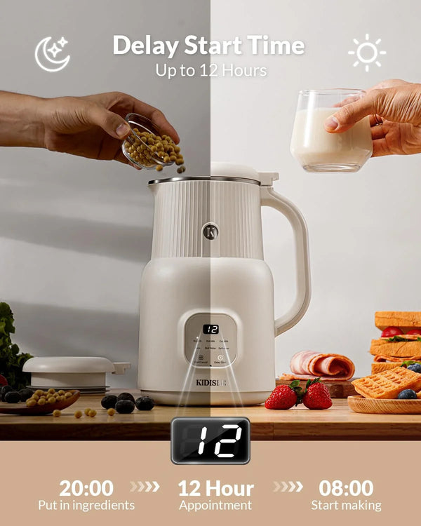 Automatic Nut Milk Maker, 20Oz Homemade Almond, Oat, Coconut, Soy, Plant Based Milks and Non-Dairy Beverages with Delay Start/Keep Warm/Self-Cleaning/Boil Water, White | Homemade Soy & Coconut Milk, Self-Clean Saves Cleanup, 304 Stainless, No Plastic Taste, Delay Start & Keep Warm, Morning Prep3