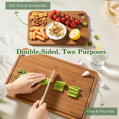 Bamboo Cutting Board 3-Piece Wooden Cutting Board for Kitchen | Deep-Carbonized Bamboo Set with Deep-Carbonized Finish & Non-Slip Edges, Sized for Meat/Veggie/Fruit Prep with Hanging Hole6