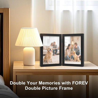 4X6 Double Picture Frame Black Wooden Hinged Photo Frame2