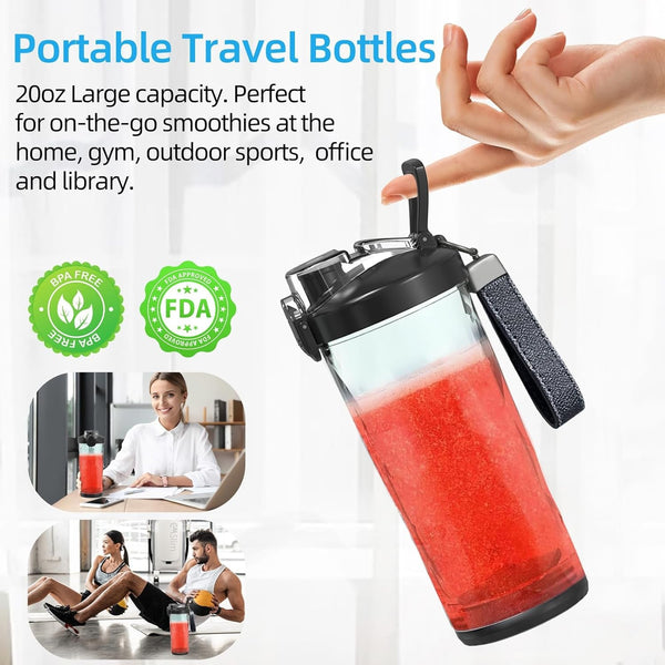 Portable Blender, Shakes and Smoothies Cordless Personal Size Blender 20Oz | Blender to Go, Travel Blender Cup, Durable Stainless Steel Blades, Travel Lid, Leakproof Lid with Sip Spout8