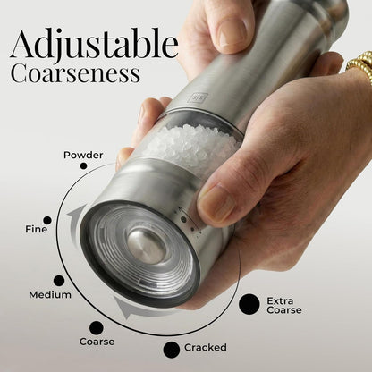 Electric Salt and Pepper Grinder Set, Black & Silver4
