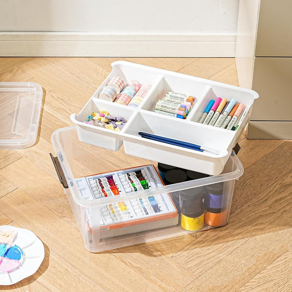 17 QT Stackable Clear Craft Organizers and Storage Box with Removable Tray8