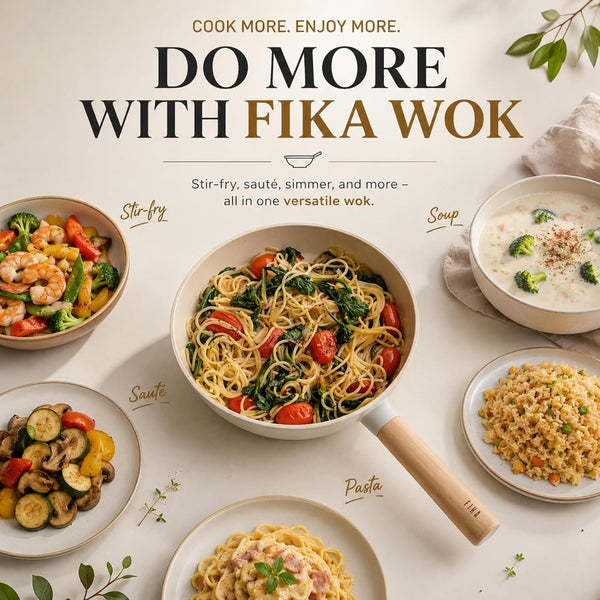 FIKA 10-Inch Nonstick Ceramic Coated Flat Bottom Wok Pan with Natural Wooden Handle, Induction Compatible, Deep Stir Fry Cooking Pan, Made in Korea (26Cm)7