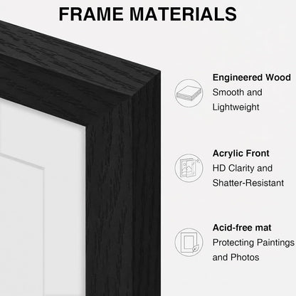 8X10 Picture Frames Set of 4, for Wall or Tabletop Display, Black8