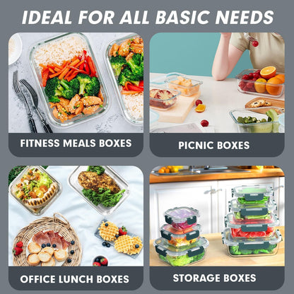 30 Pieces Glass Food Storage Containers Set with Lids, Grey6