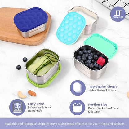 4Pack 8Oz Small (1 CUP) Stainless Steel Snack Containers for Kids | Reusable Easy Open Toddler Snack Containers with Silicone Lids | Stackable Toddler Lunch Box for Daycare, School and Travel6