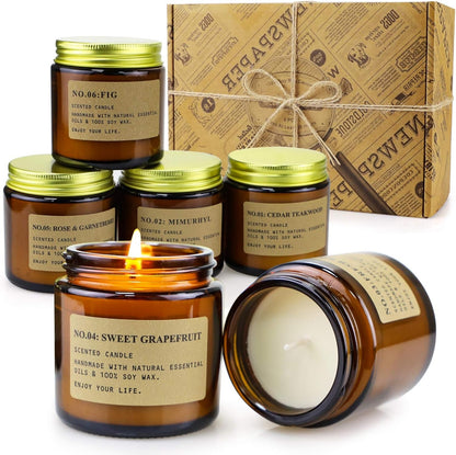 6 Pack Candles for Home Scented Aromatherapy Candle Gift Set for Women Soy Wax Long Lasting Amber Jar Candles Gift for Birthday Mother'S Thanksgiving Day Present1