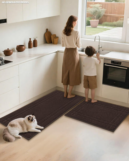 Kitchen Rugs and Mats 2PCS Non-Slip, 20"X32"+20"X48", Brown | Kitchen Rugs for Floor Absorbent and Stain Resistant Kitchen Runner, Machine Washable Rugs for Kitchen, Laundry & Sink7