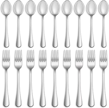 16 Pcs Forks and Spoons Silverware Set,Food Grade Stainless Steel Flatware Cutlery Set for Home,Kitchen and Restaurant,Mirror Polished,Dishwasher Safe - 8 Dinner Fork(8 Inch) and 8 Teaspoon(6.5 Inch)1