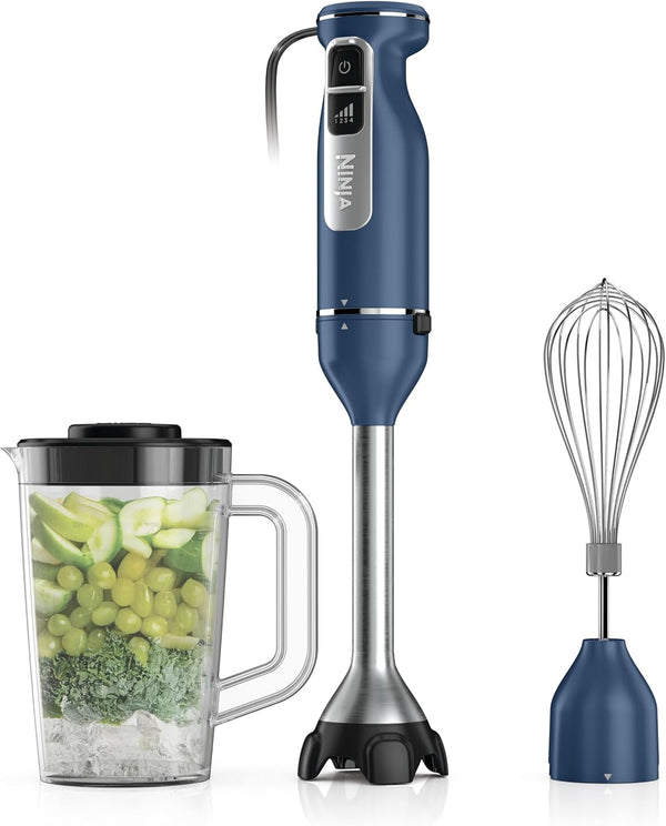 Ninja Immersion Blender & Whisk, 4 Speeds, 4Oz Cup, Deep Navy, CI201ND | Splattershield & Panprotect for Mess-Free Blending. 4 Speeds, 4-Cup Blending Vessel, Dishwasher Safe, 5-Ft Cord.1