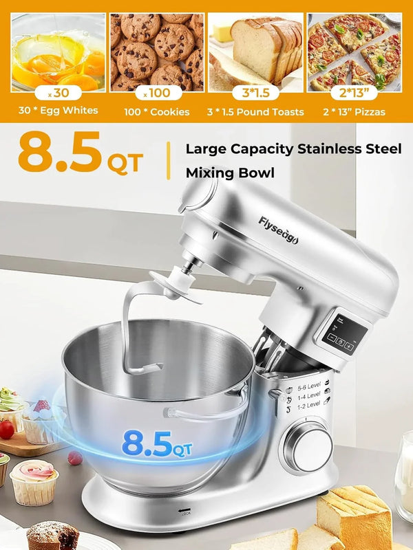 Stand Mixer 8-IN-1 8.5Qt 2000W 6 Speed Multifunction Fermentation | Electric Kitchen Mixer Tilt-Head with Stainless Steel Bowl, 1.5L Glass Jar Meat Grinder Dough Hook Whisk Pasta Attachment4