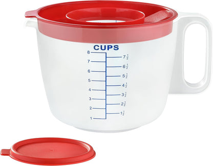 8 Cup Measuring Cup & Mixing Pitcher with Handle and Spout, Splatter-Free Lid, Bpa-Free, Ideal for Baking, Pancakes, and Whisking1