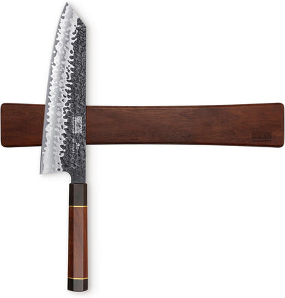 9 Inch Kiritsuke Chef Knife, Japanese Hand Forged 7 Layers VG-10 Steel Kitchen Knife & Magnetic Knife Strips, Magnetic Knife Holder for Wall 16 Inch, Acacia Wood Knife Magnetic Strip Use as K1