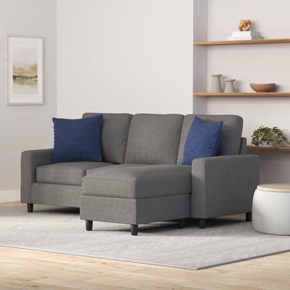 Upholstered Sectional Sofa for Home, Apartment, Dorm, Bonus Room, Compact Spaces W/Chaise Lounge, 3-Seat, L-Shape Design, Reversible Ottoman Bench, 680Lb Capacity - Gray2