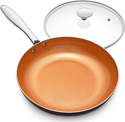 Frying Pan with Lid, Nonstick 8 Inch Frying Pan with Ceramic Titanium Coating, Copper Fry Pan with Lid, Small Fry Pan 8 Inch, Nonstick Fry Pans1
