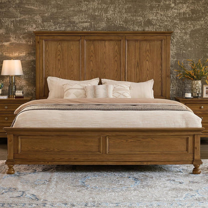 Solid Wood Queen Bed Frame, Traditional Wooden Platform Bed3