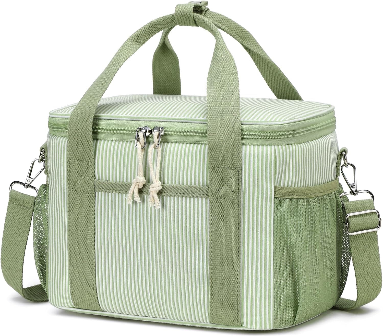 insulated-lunch-box-for-women-cute-corduroy-lunch-bag-with-shoulder-strap-leakproof-wide-open-lunch-tote-for-work-office-school-picnic-green-white-stripes